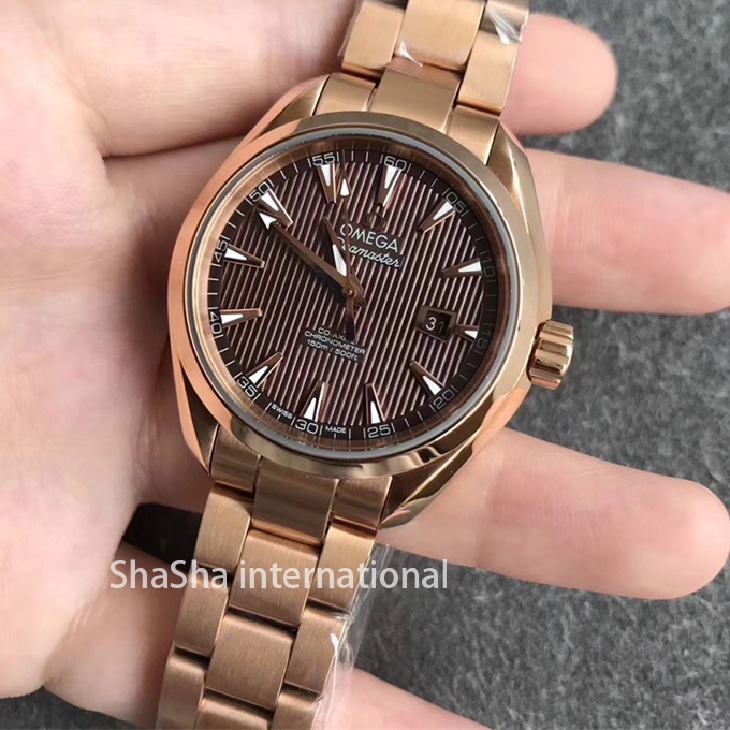 【V6厂】欧米茄海马系列150M女款全金咖面一比一精仿手表 (1).jpg