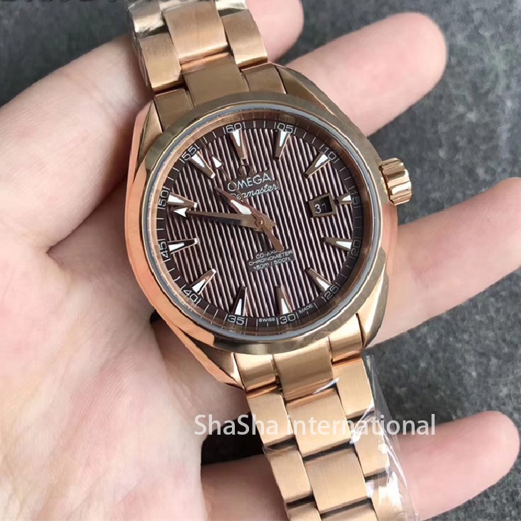 【V6厂】欧米茄海马系列150M女款全金咖面一比一精仿手表 (2).jpg