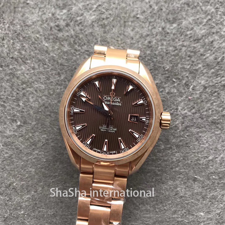 【V6厂】欧米茄海马系列150M女款全金咖面一比一精仿手表 (5).jpg