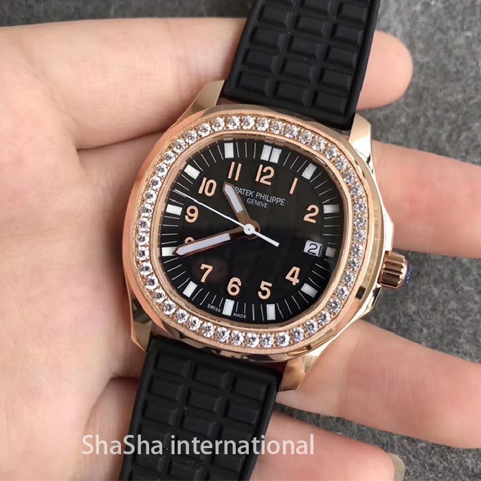 【台湾厂】百达翡丽AQUANAUT 5067系列钻圈表金壳黑面女士一比一精仿手表 (1).jpg
