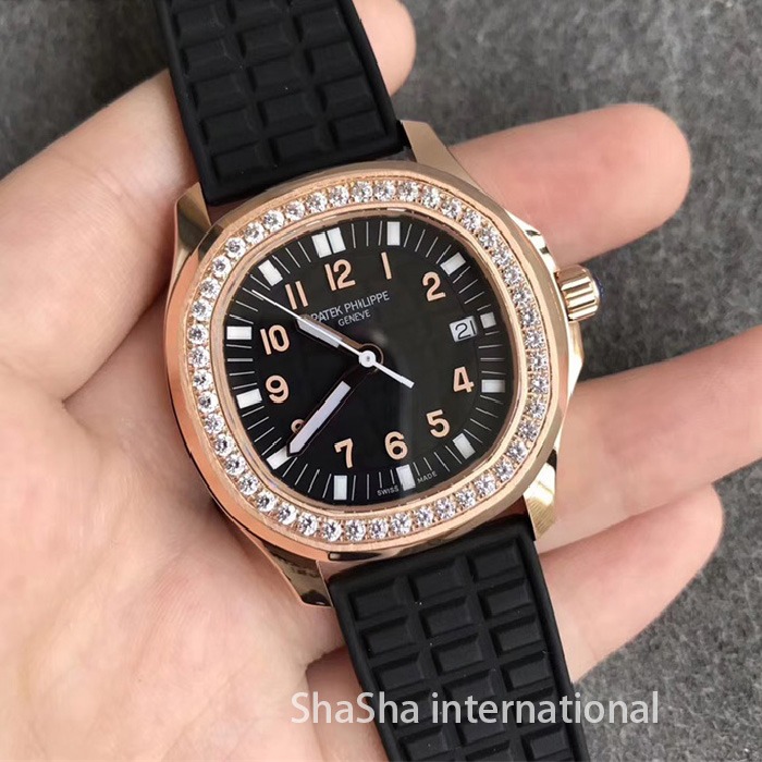 【台湾厂】百达翡丽AQUANAUT 5067系列钻圈表金壳黑面女士一比一精仿手表 (2).jpg