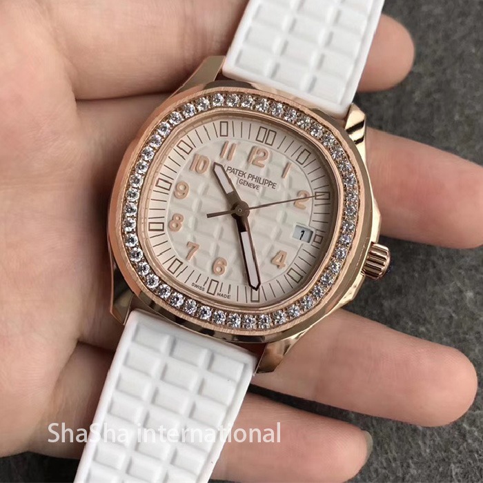 【台湾厂】百达翡丽AQUANAUT 5067系列钻圈表金壳白面女士一比一精仿手表 (1).jpg