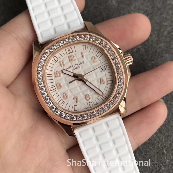 【台湾厂】百达翡丽AQUANAUT 5067系列钻圈表金壳白面女士一比一精仿手表 (2).jpg