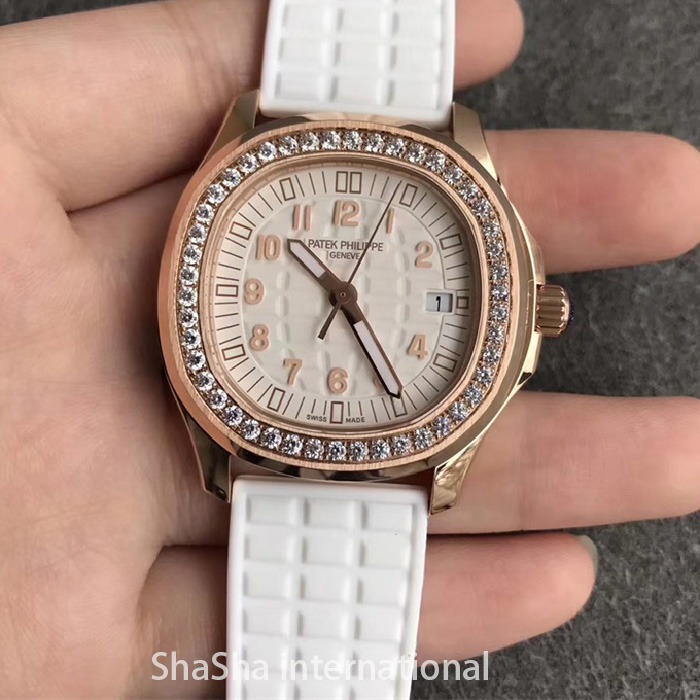 【台湾厂】百达翡丽AQUANAUT 5067系列钻圈表金壳白面女士一比一精仿手表.jpg