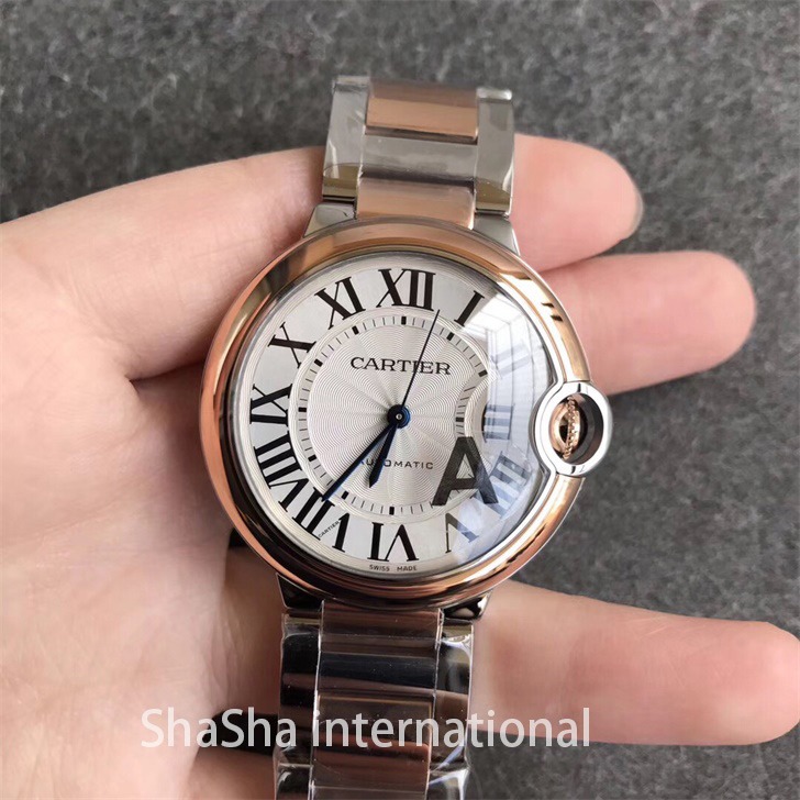 【V6厂超A】卡地亚蓝气球33毫米玫金圈精仿女表.jpg