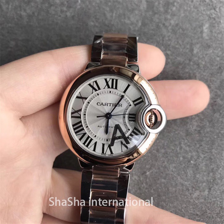 【V6厂超A】卡地亚蓝气球33毫米玫金圈精仿女表.jpg