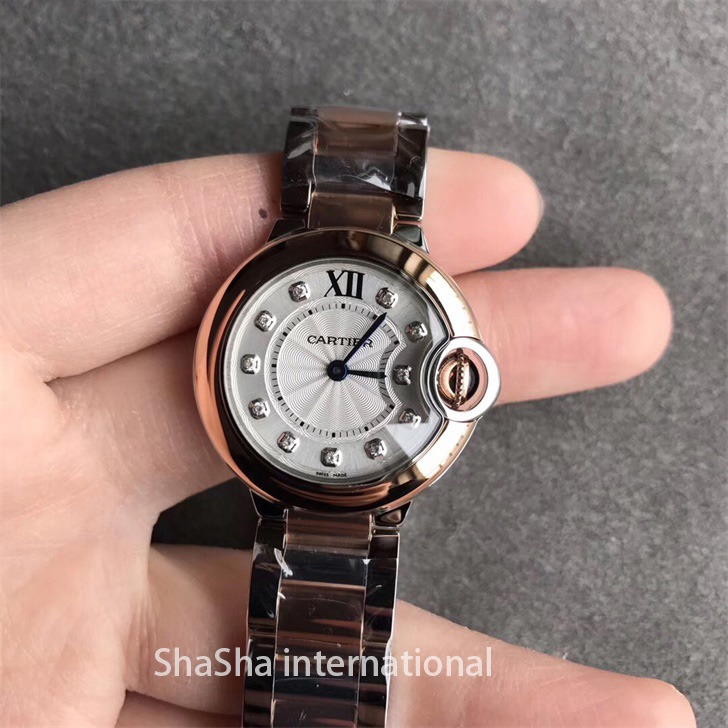 【V6厂超A】卡地亚蓝气球小号28mm玫金圈精仿女表.jpg