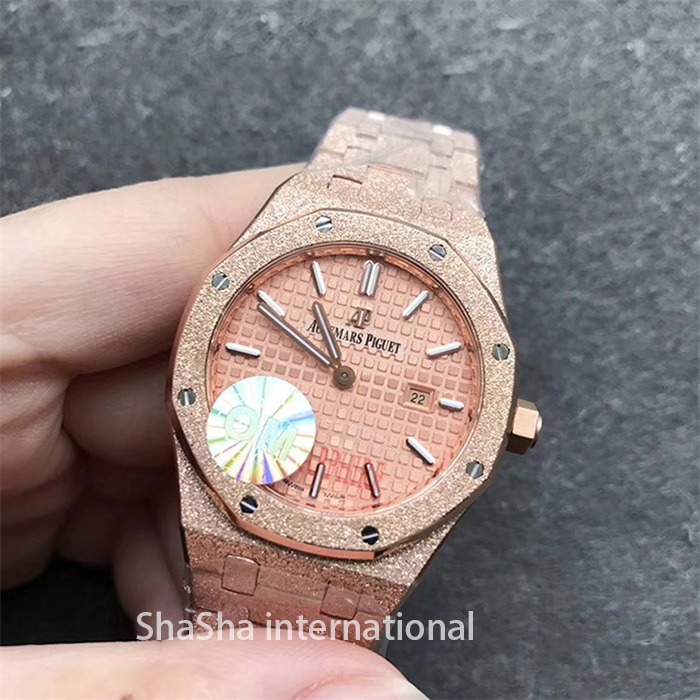 【OM厂】爱彼AP皇家橡树系列“霜金”女装超薄石英全金香槟面精仿手表 (5).jpg