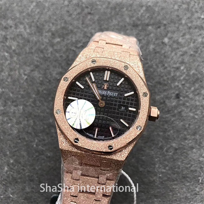 【OM厂】爱彼AP皇家橡树系列“霜金”女装超薄石英全金黑面精仿手表 (5).jpg