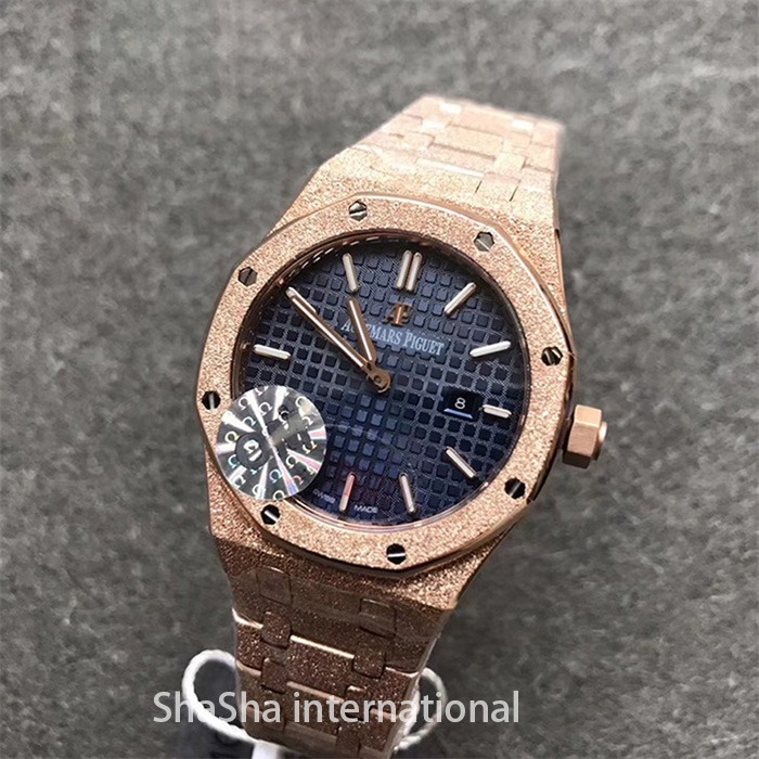 【OM厂】爱彼AP皇家橡树系列“霜金”女装超薄石英全金蓝面精仿手表 (5).jpg