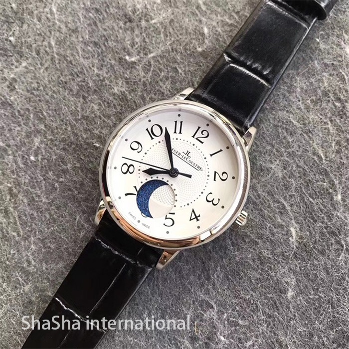 2017日内瓦表展积家约会系列大月相白壳皮带女士精仿手表 (6).jpg