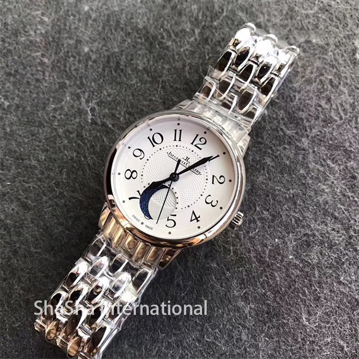 2017日内瓦表展积家约会系列大月相白壳钢带女士精仿手表 (5).jpg