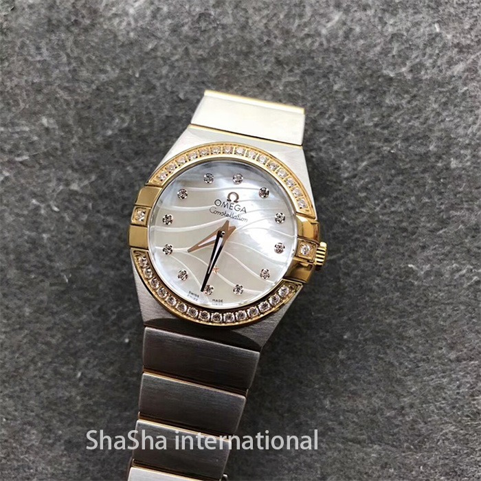 【SSS厂超A】欧米茄（Omega）星座系列白面间金钻圈石英女士一比一精仿手表 (8).jpg
