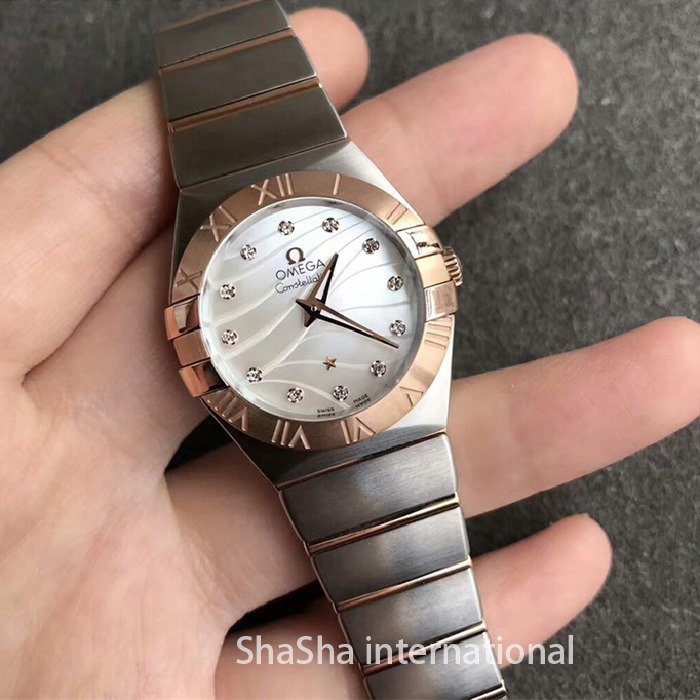 【SSS厂超A】欧米茄（Omega）星座系列白面间金石英女士一比一精仿手表 (8).jpg