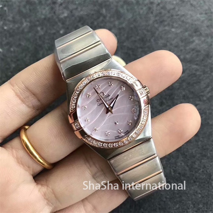 【SSS厂超A】欧米茄（Omega）星座系列间玫金钻圈粉面一比一石英手表 (8).jpg