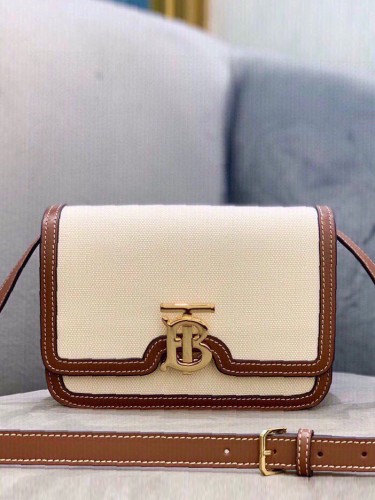 BURBERRY-버버리 코튼 캔버스 레더 TB 백-76