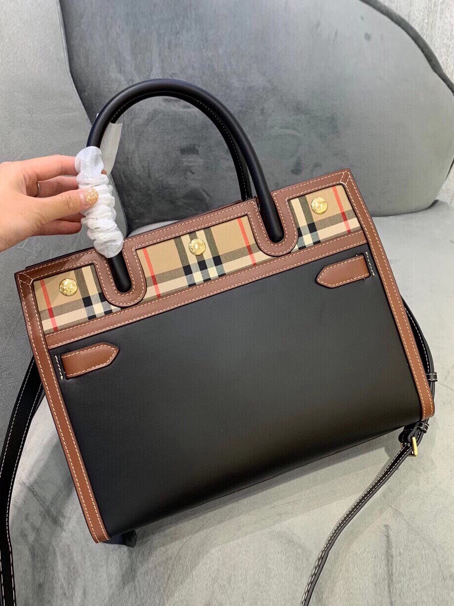 BURBERRY-버버리 레더 빈티지 투 핸들 타이틀 백-118
