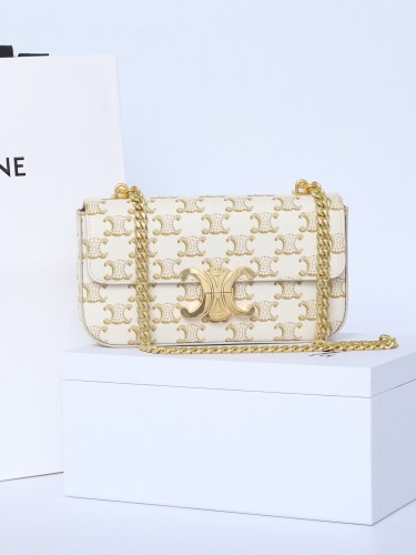 CELINE-카프스킨 트리오페 체인백-8