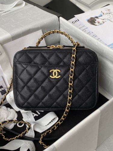 CHANEL-22s 로고 탑핸들 베니티 케이스 개비어-286