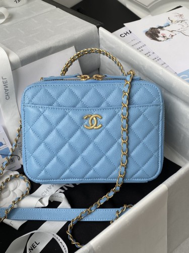 CHANEL-22s 로고 탑핸들 베니티 케이스 개비어-287