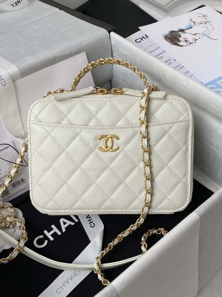 CHANEL-22s 로고 탑핸들 베니티 케이스 개비어-288