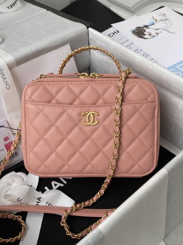 CHANEL-22s 로고 탑핸들 베니티 케이스 개비어-289