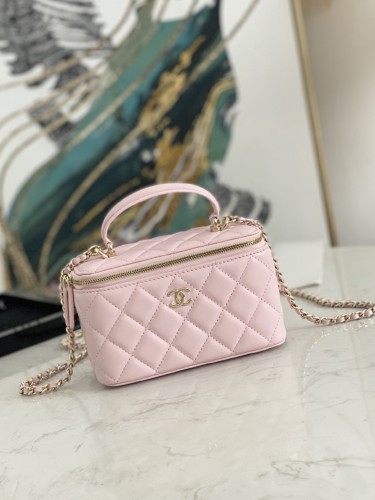 CHANEL-클래식 램스킨 퀄팅 탑핸들 직사각 베니티 체인백-313