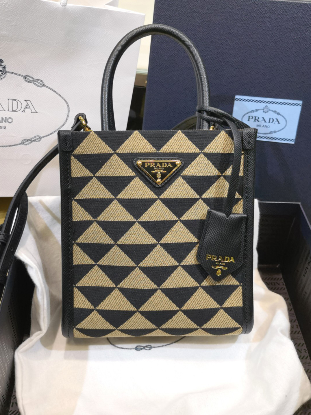 PRADA-심볼 지카드 패브릭 마이크로 백-6