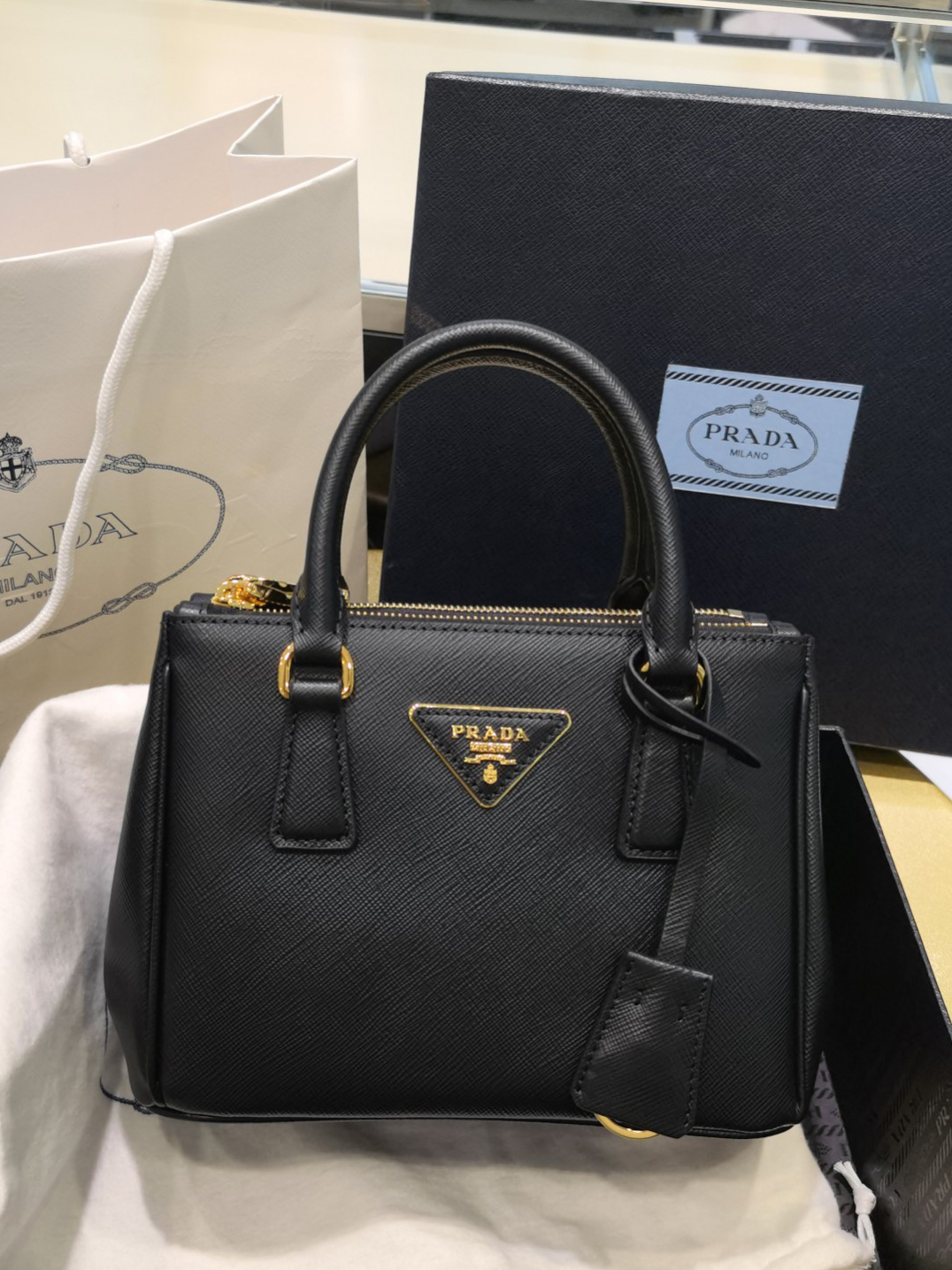 PRADA-더블 사피아노 미니백-32