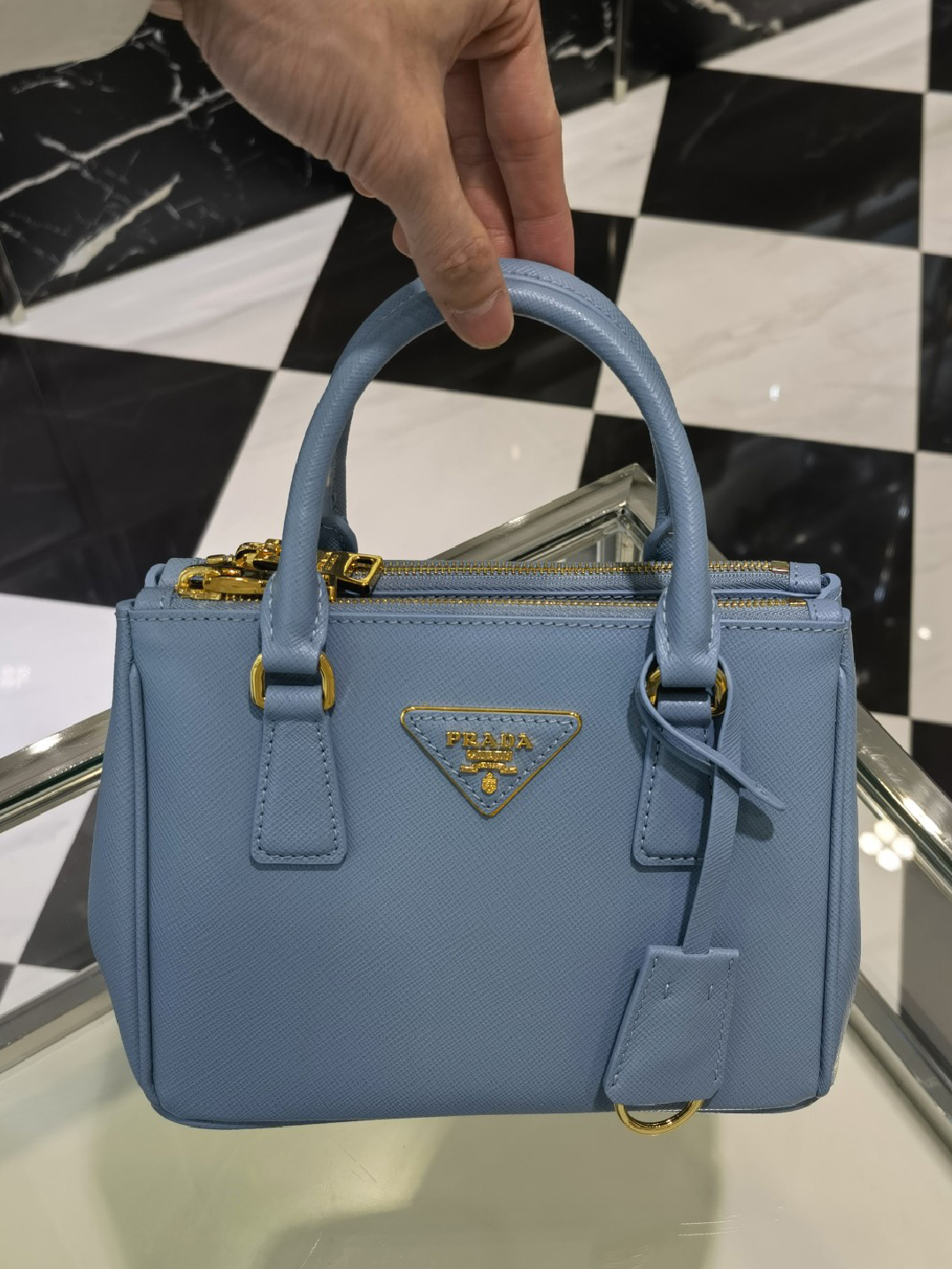 PRADA-더블 사피아노 미니백-33