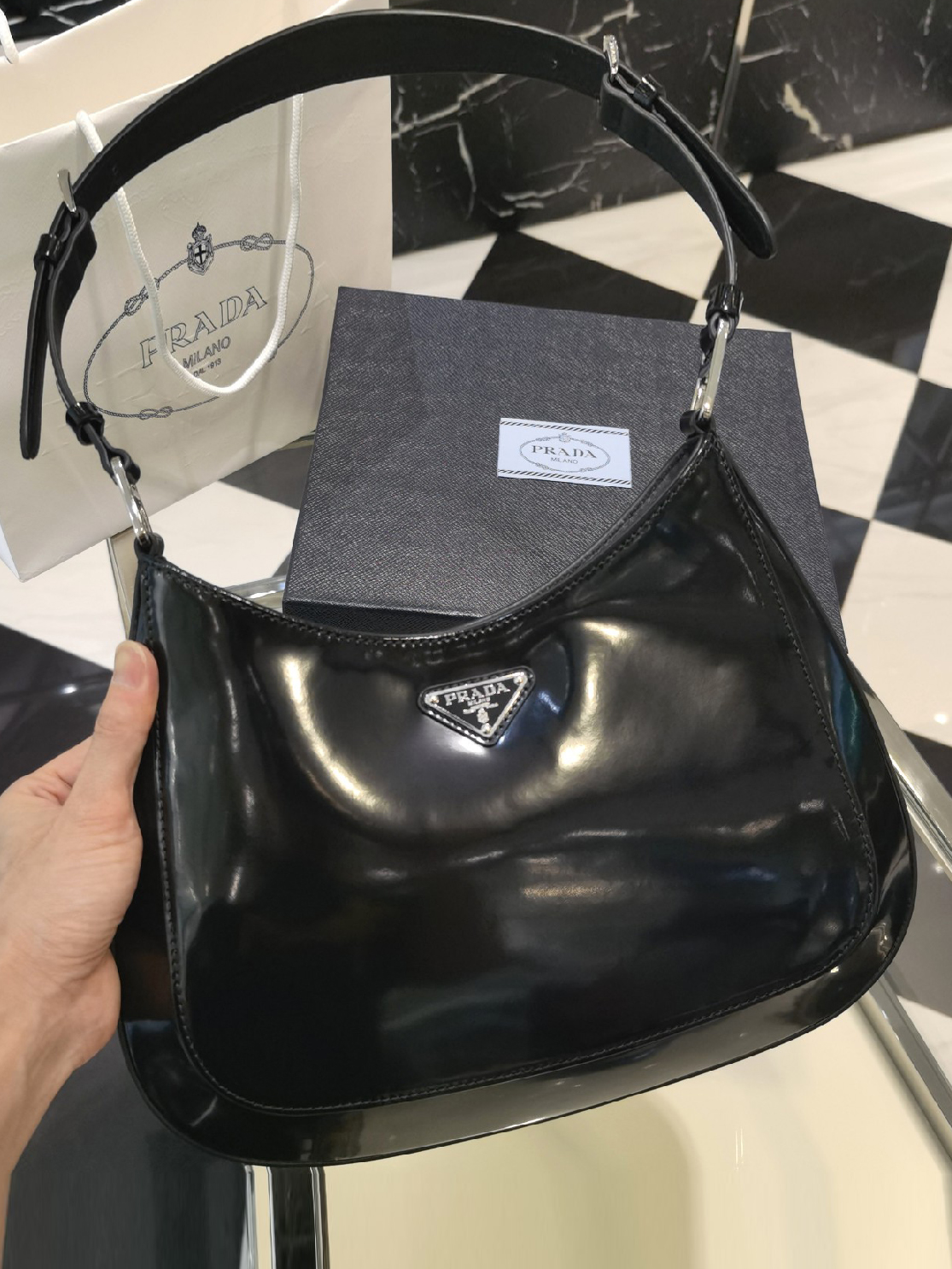 PRADA-클레오 브러시드 숄더백-41