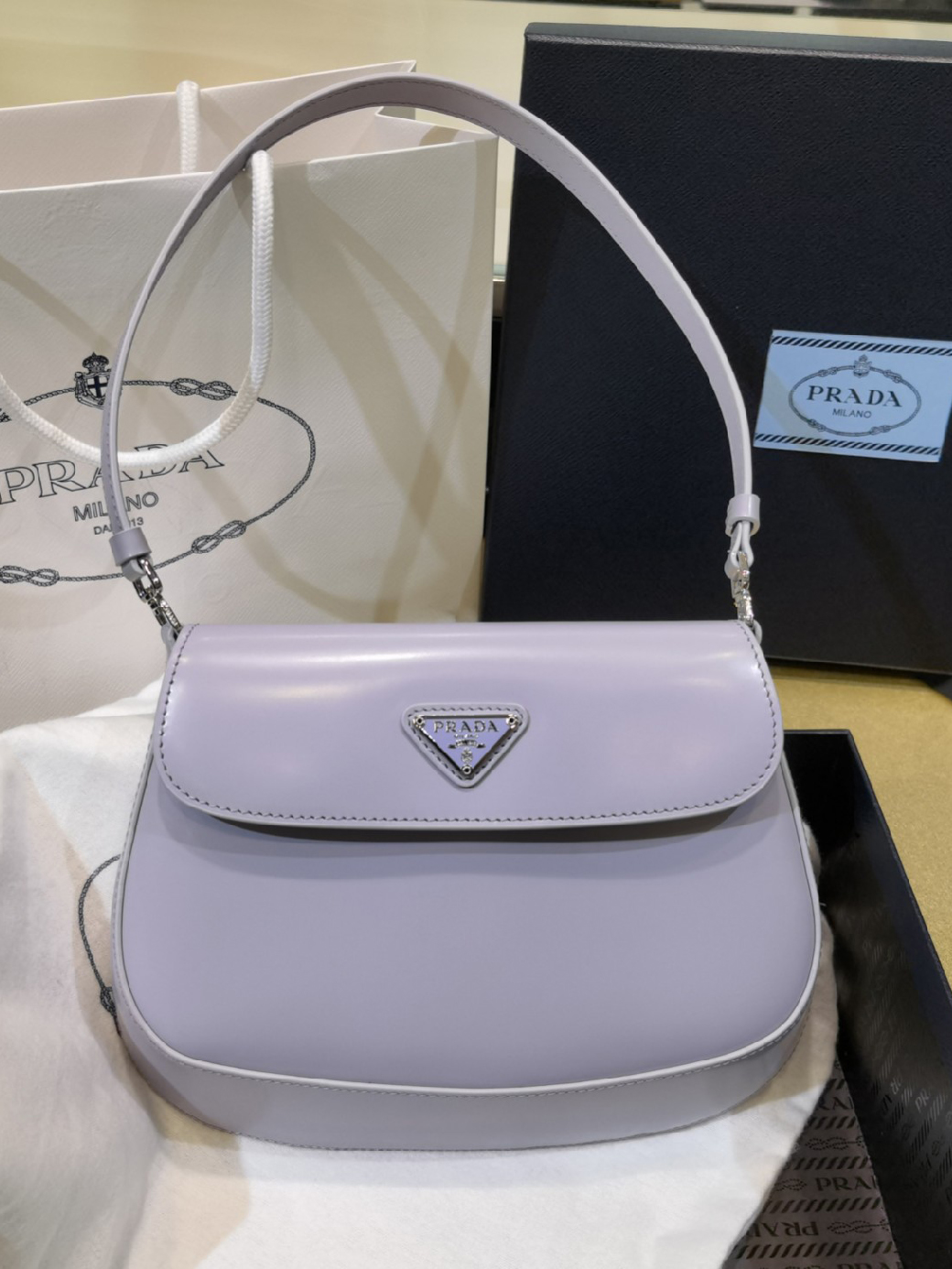 PRADA-클레오 브러시드 플랩백-50