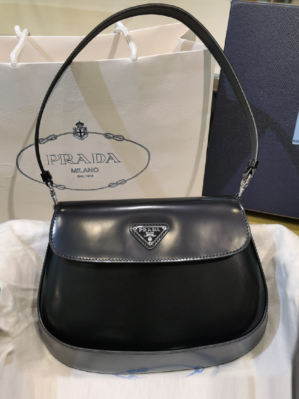 PRADA-클레오 브러시드 플랩백-53