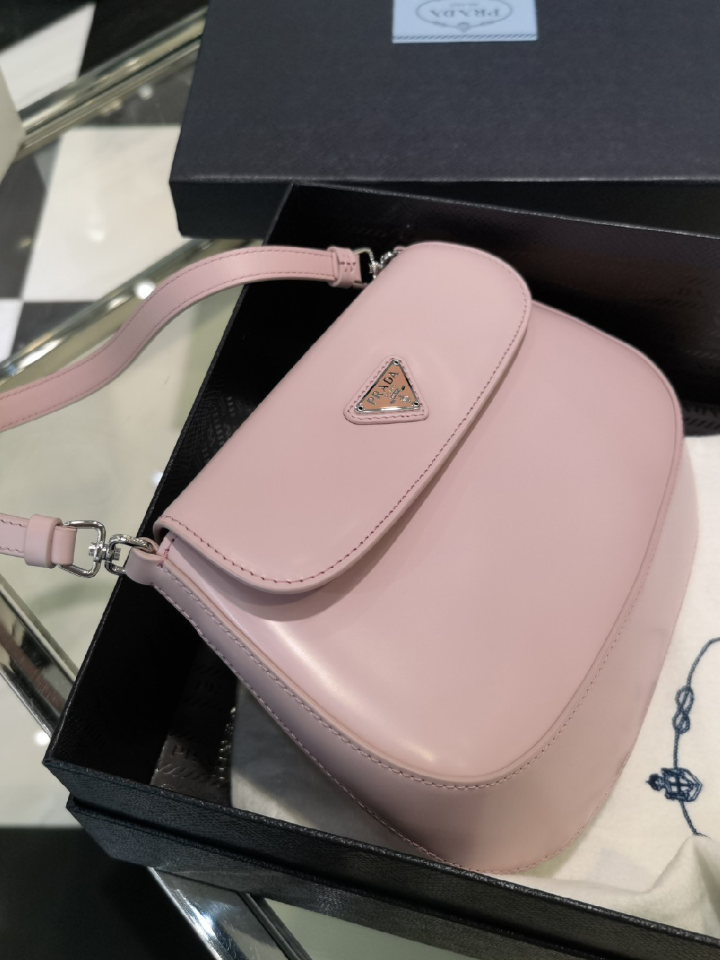 PRADA-클레오 브러시드 플랩백-56