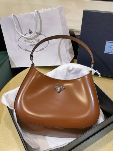 PRADA-클레오 브러시드 레더 호보백-60