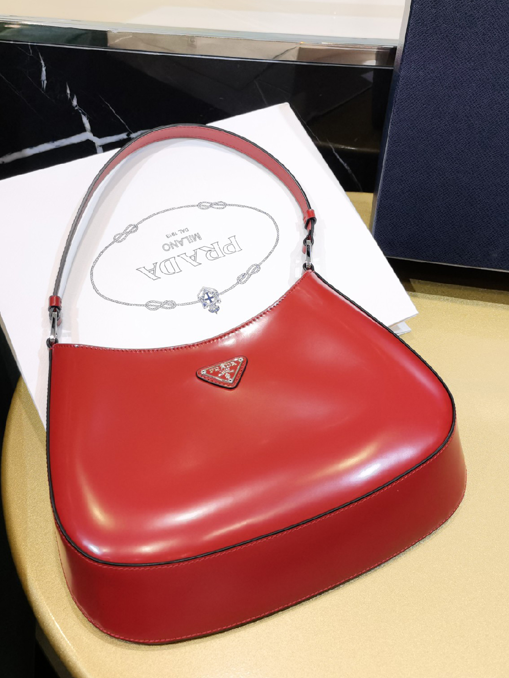 PRADA-클레오 브러시드 레더 호보백-61