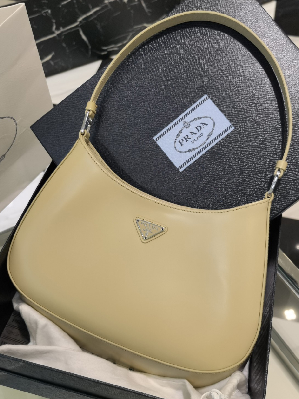 PRADA-클레오 브러시드 레더 호보백-64