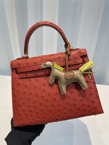 HERMES-켈리25 타조가죽 금장-58