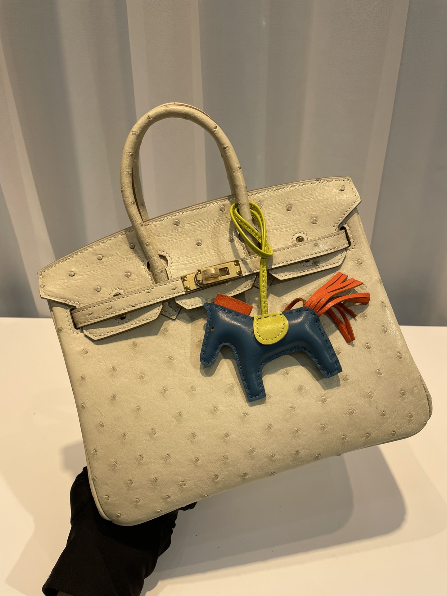 HERMES-켈리25 타조가죽 금장-62