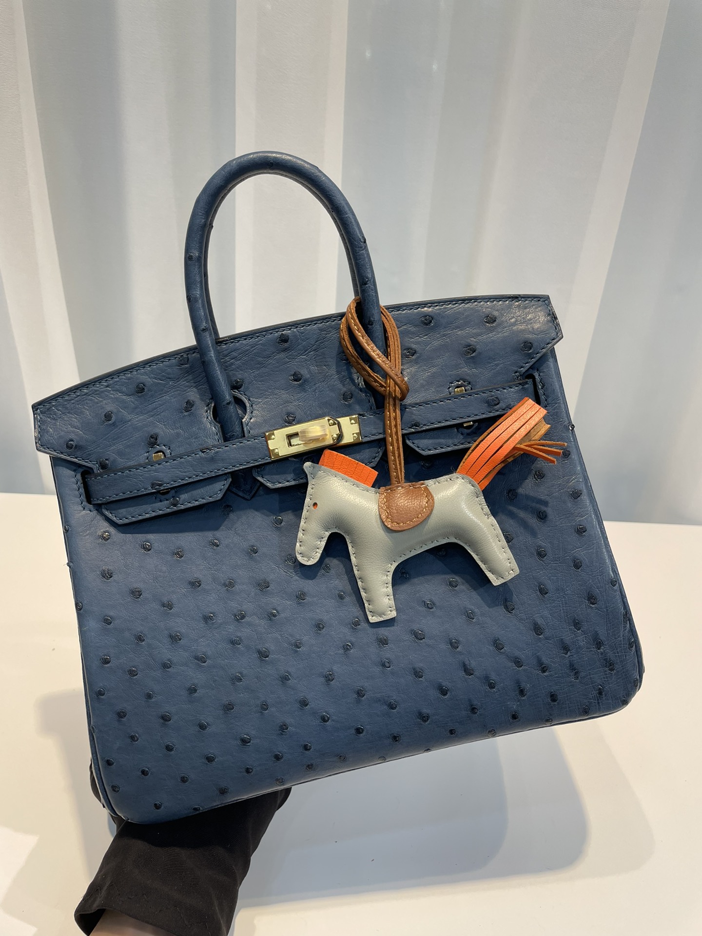 HERMES-버킨25 타조가죽 금장-63