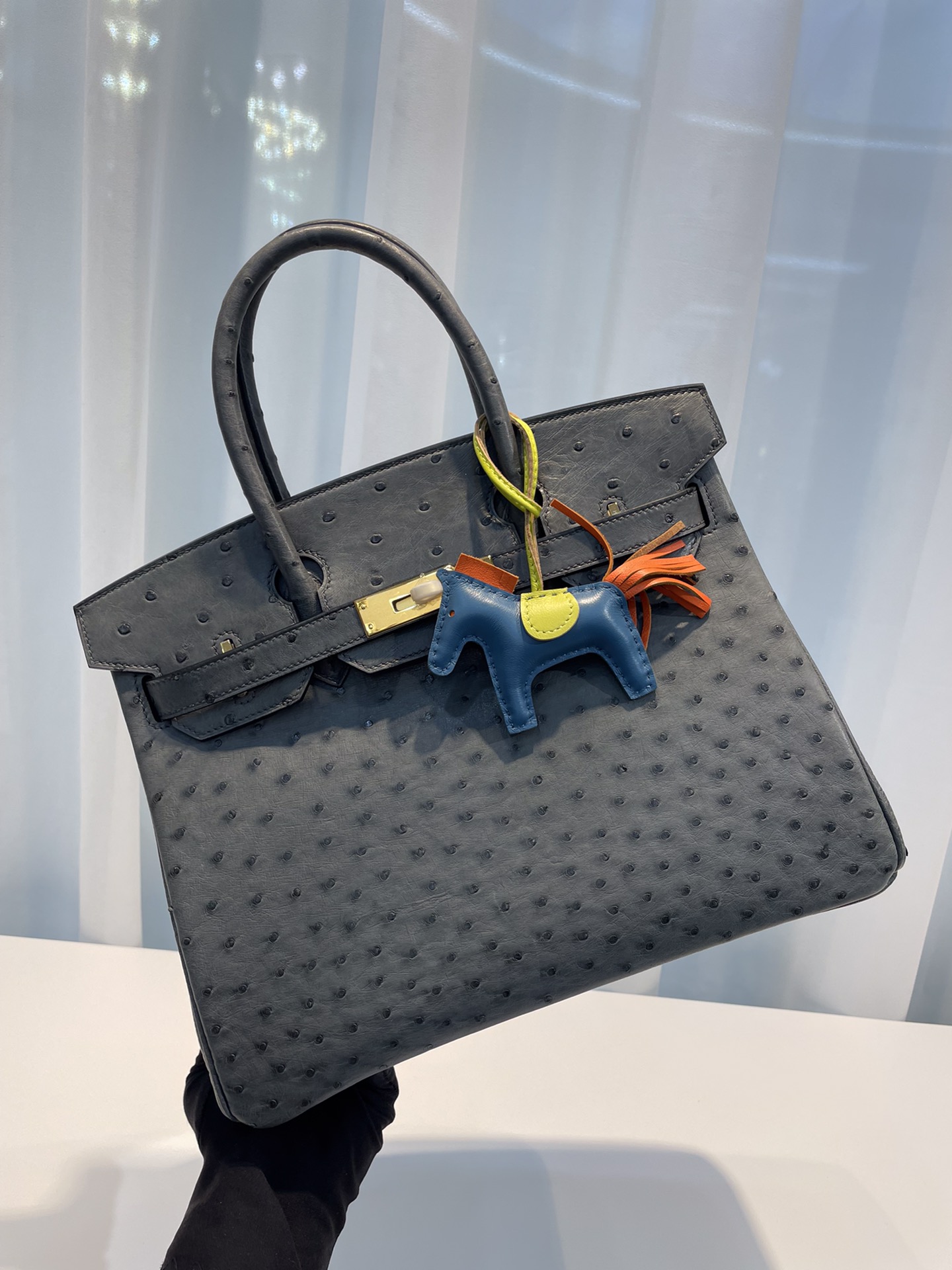 HERMES-버킨30 타조가죽 금장-72