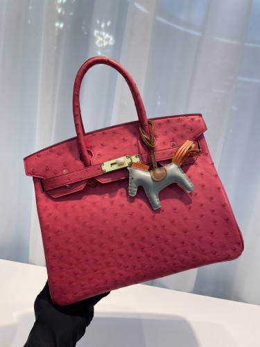 HERMES-버킨30 타조가죽 금장-73