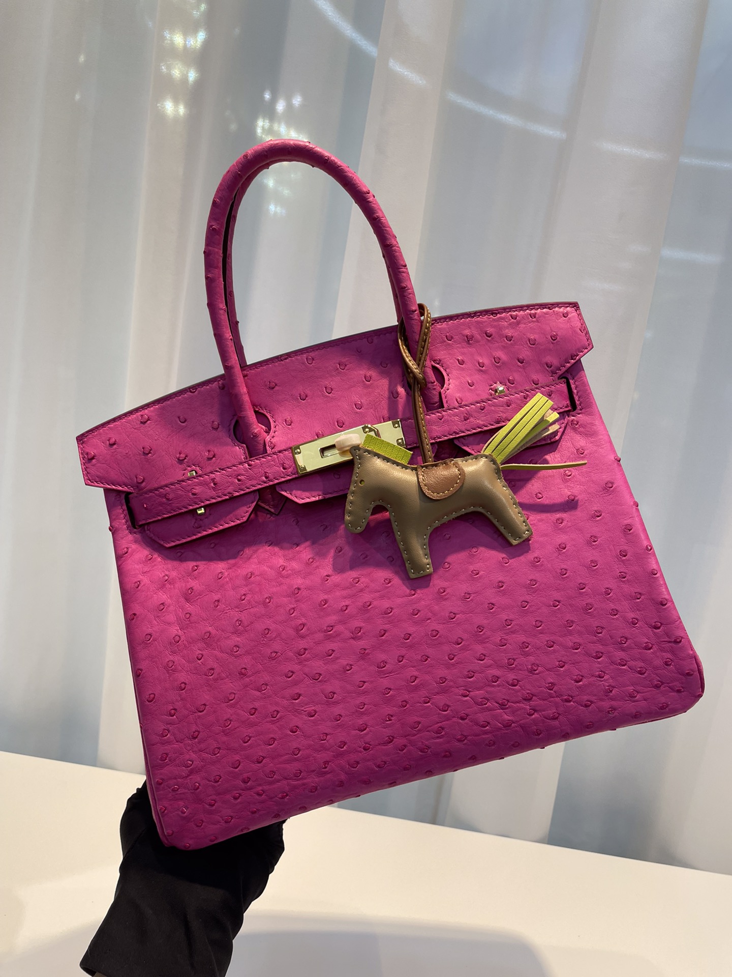 HERMES-버킨30 타조가죽 금장-74