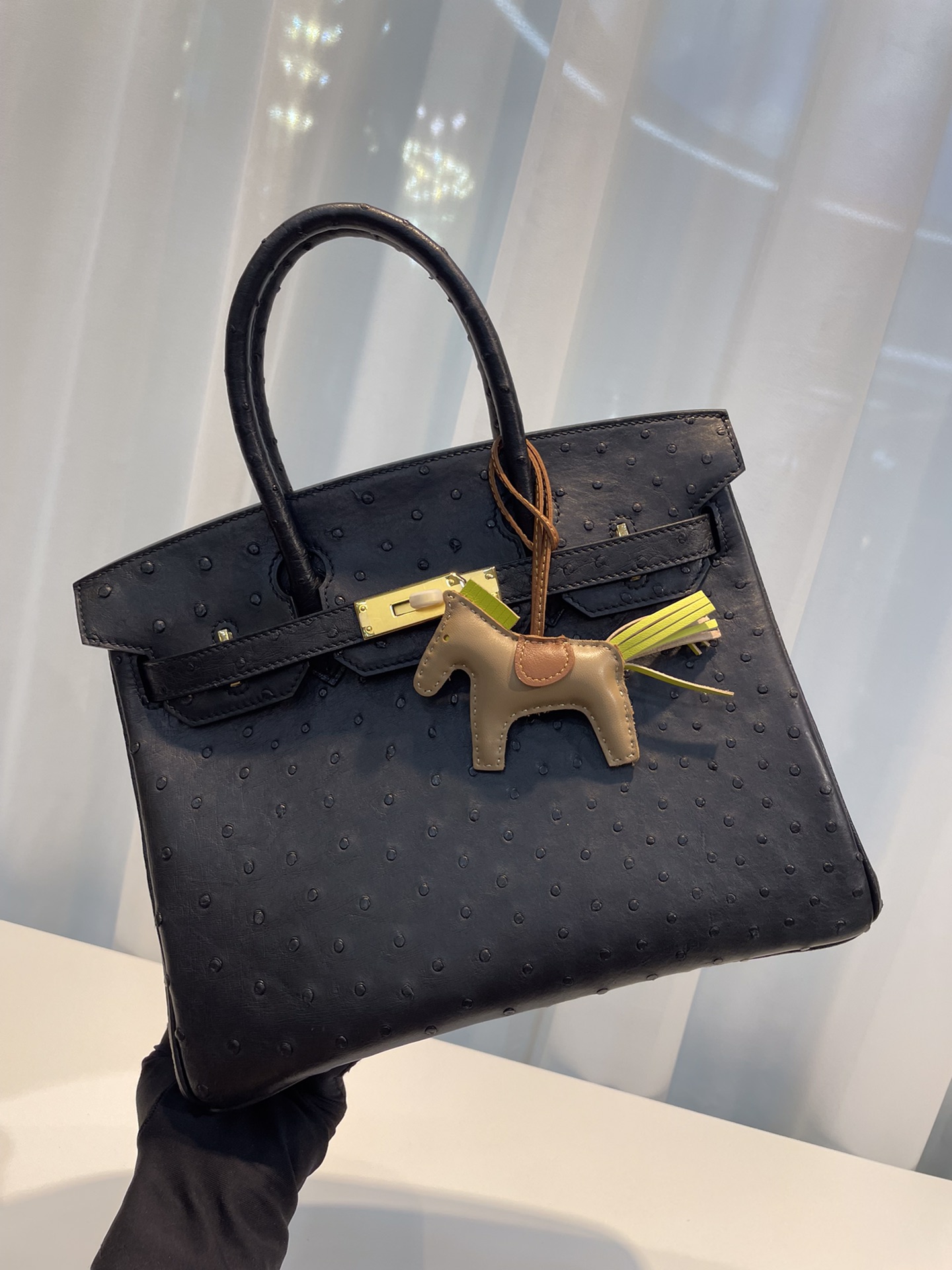 HERMES-버킨30 타조가죽 금장-75