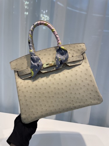 HERMES-버킨30 타조가죽 금장-76