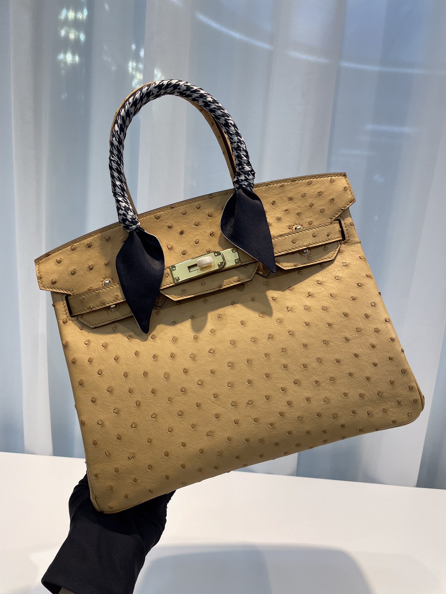 HERMES-버킨30 타조가죽 금장-77