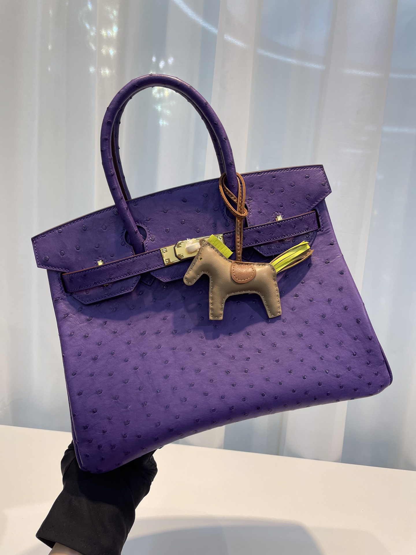 HERMES-버킨30 타조가죽 금장-80