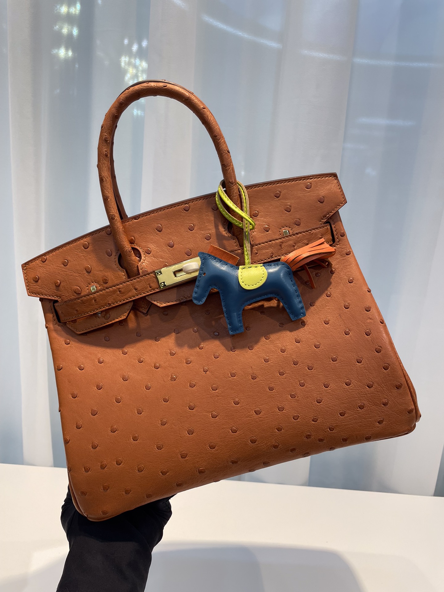 HERMES-버킨30 타조가죽 금장-81