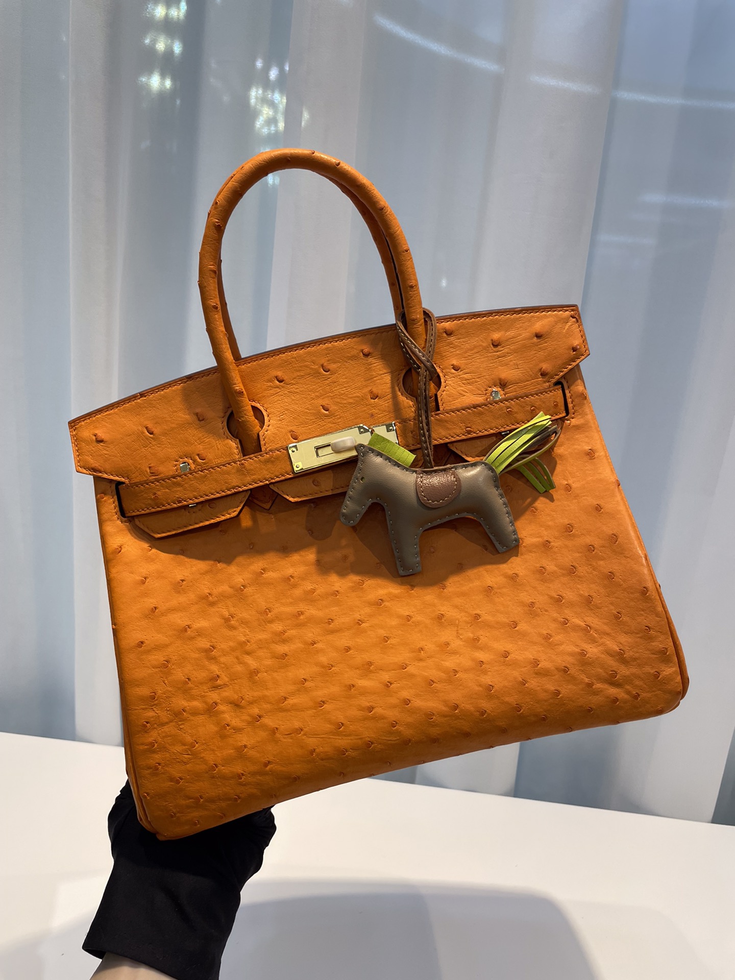 HERMES-버킨30 타조가죽 금장-83