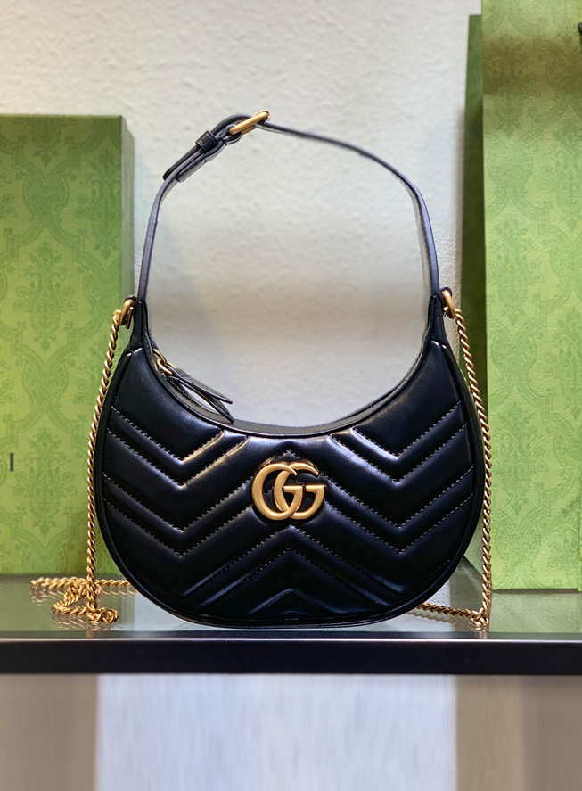 GUCCI-구찌 GG 마몬트 마틀라세 하프문 미니백-B65